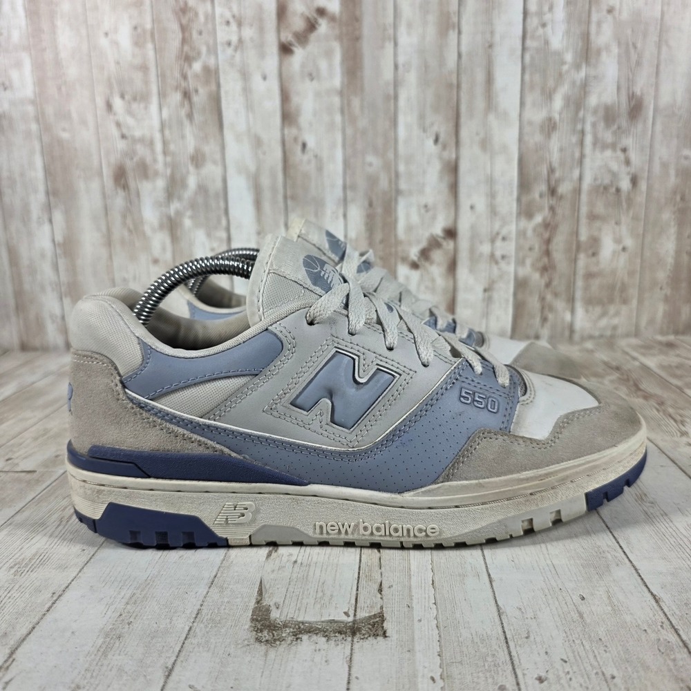 New Balance 550 Womens Grey Light Blue Sneakers BBW550ZA‎ Size 10.5 Mens 9